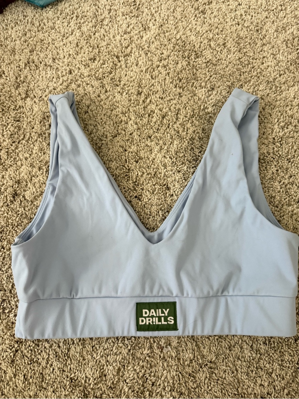 Daily Drills Light Blue V-Neck Sports Bra and leggings set